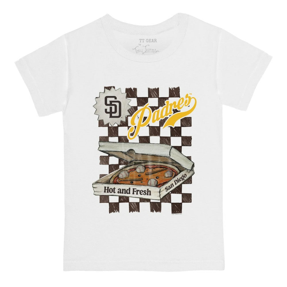 White San Diego Padres Tiny Turnip Youth Pizza T-Shirt