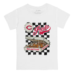 White Cincinnati Reds Tiny Turnip Youth Pizza T-Shirt