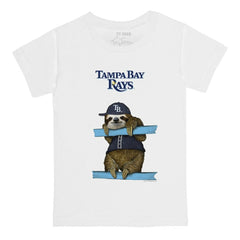White Tampa Bay Rays Tiny Turnip Youth Sloth T-Shirt