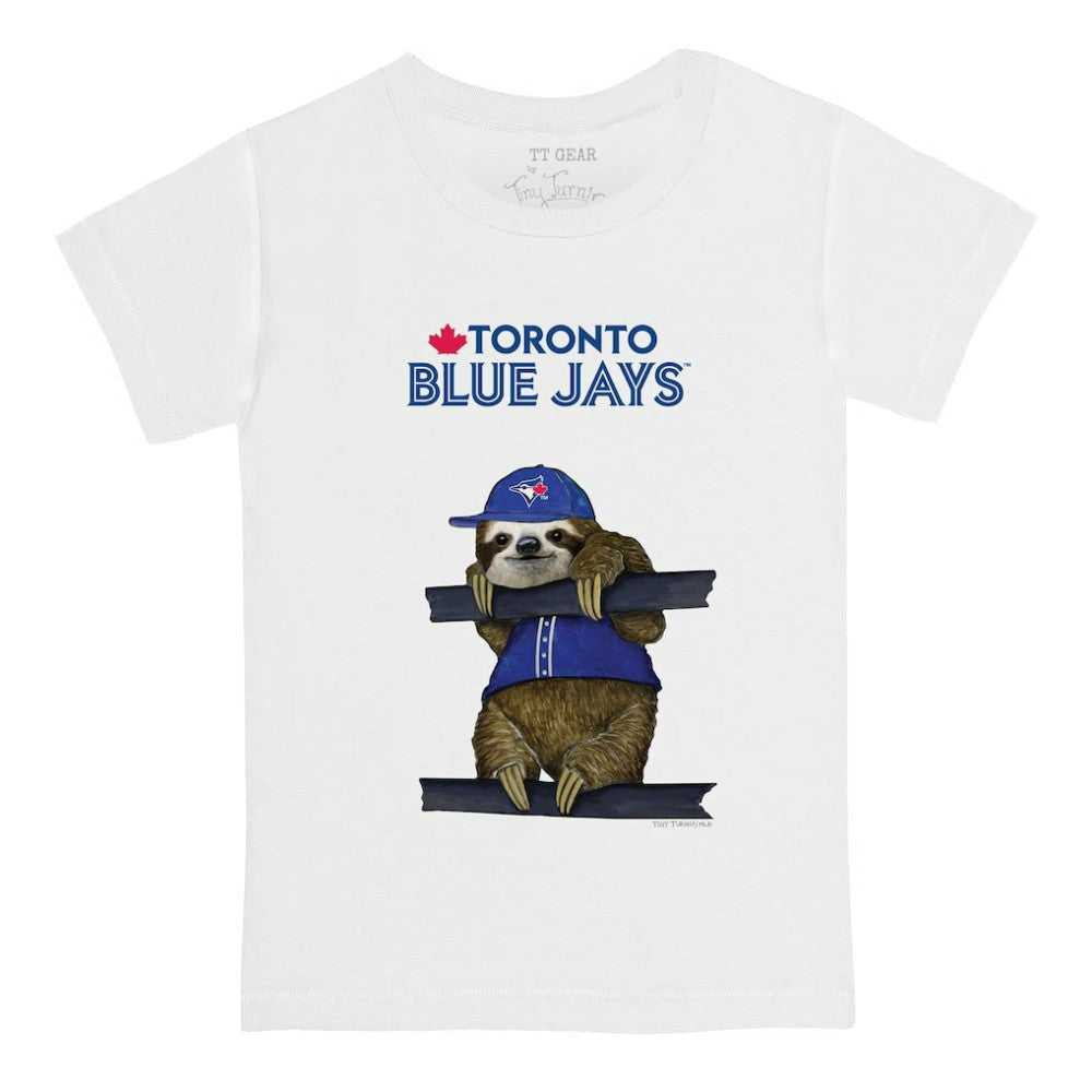 White Toronto Blue Jays Tiny Turnip Youth Sloth T-Shirt
