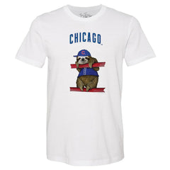 White Chicago Cubs Tiny Turnip Unisex Sloth T-Shirt