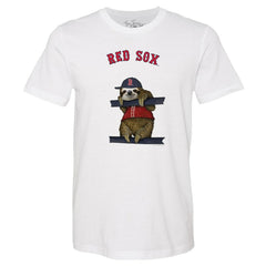 White Boston Red Sox Tiny Turnip Unisex Sloth T-Shirt