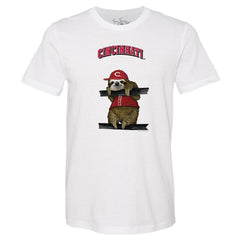 White Cincinnati Reds Tiny Turnip Unisex Sloth T-Shirt