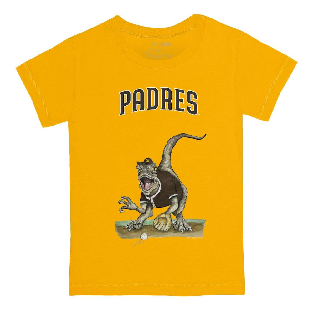 Gold San Diego Padres Tiny Turnip Youth Velociraptor T-Shirt