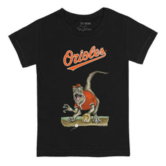 Black Baltimore Orioles Tiny Turnip Youth Velociraptor T-Shirt