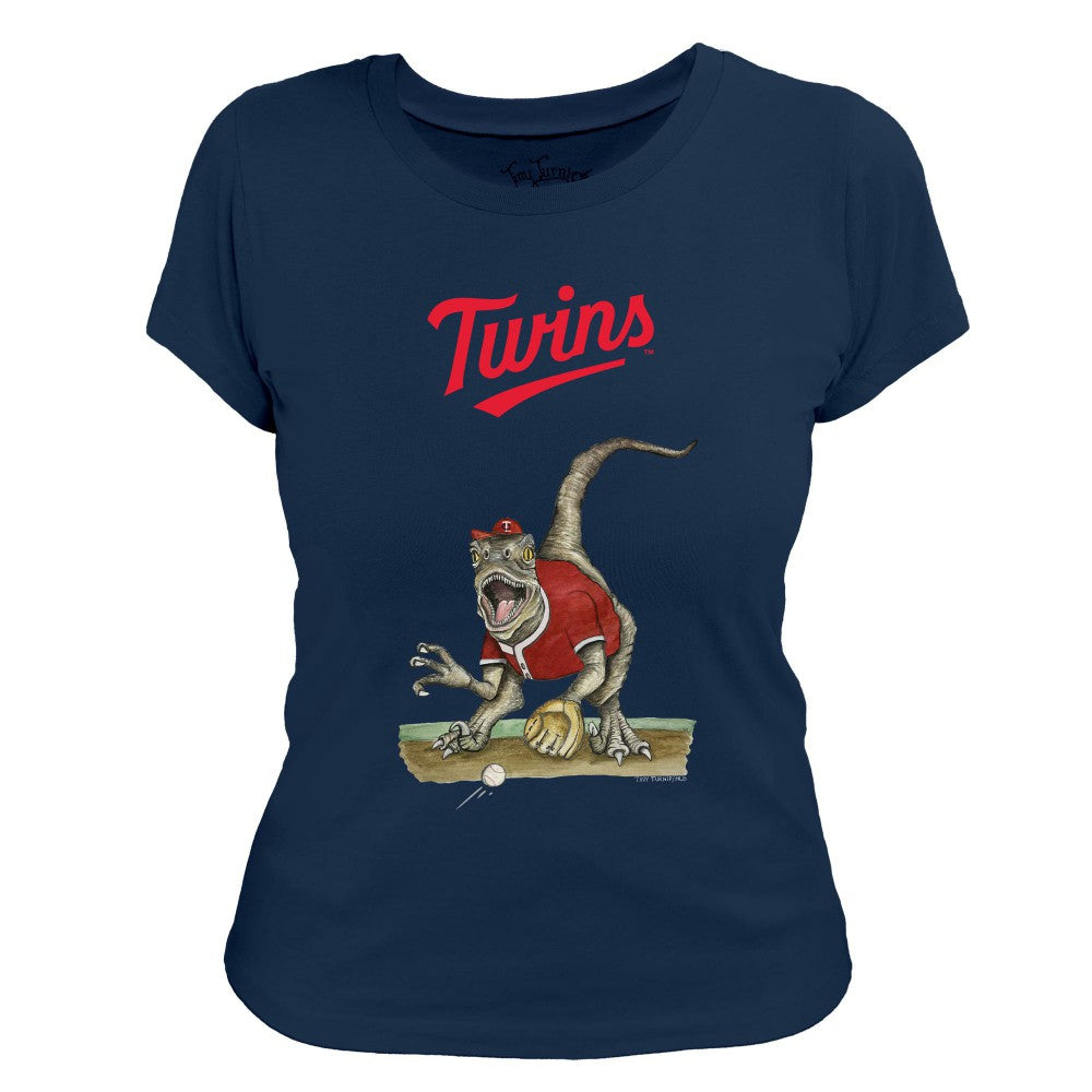 Navy Minnesota Twins Tiny Turnip Women's Velociraptor T-Shirt