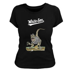 Black Chicago White Sox Tiny Turnip Women's Velociraptor T-Shirt