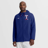 Royal Texas Rangers Nike Authentic Collection Raglan Therma-FIT Full-Zip Hooded Jacket