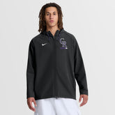 Black Colorado Rockies Nike Authentic Collection Raglan Therma-FIT Full-Zip Hooded Jacket
