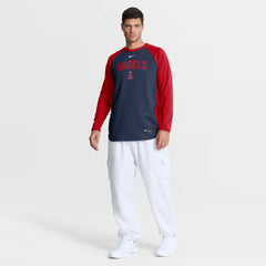 Navy Los Angeles Angels Nike Authentic Collection Raglan Dri-FIT Sweatshirt