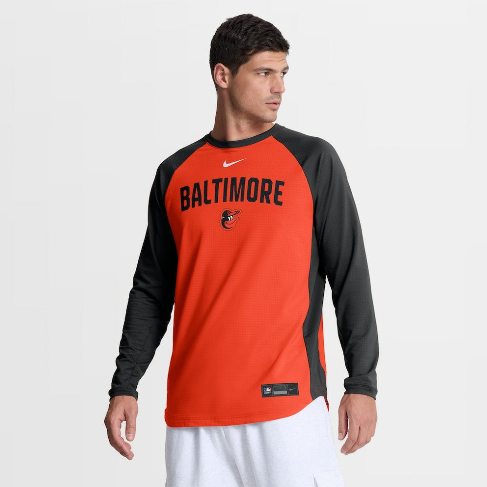 Orange Baltimore Orioles Nike Authentic Collection Raglan Dri-FIT Sweatshirt