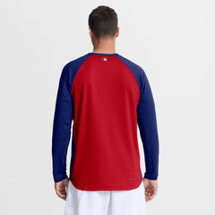 Red Texas Rangers Nike Authentic Collection Raglan Dri-FIT Sweatshirt