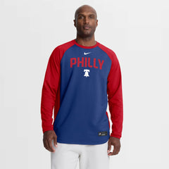 Royal Philadelphia Phillies Nike Authentic Collection Raglan Dri-FIT Sweatshirt