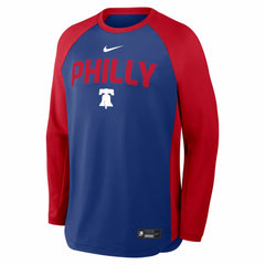 Royal Philadelphia Phillies Nike Authentic Collection Raglan Dri-FIT Sweatshirt