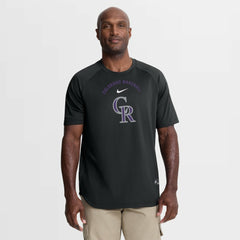 Black Colorado Rockies Nike Authentic Collection Batting Practice Pre-Game Raglan Dri-FIT Top