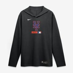 Black New York Mets Nike Authentic Collection Dri-FIT Long Sleeve Hooded T-Shirt