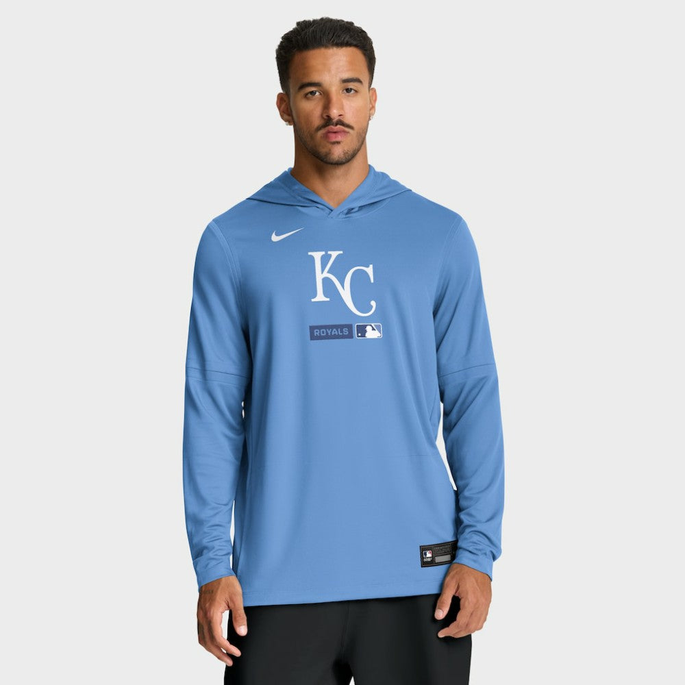 Light Blue Kansas City Royals Nike Authentic Collection Dri-FIT Long Sleeve Hooded T-Shirt