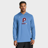 Light Blue Philadelphia Phillies Nike Authentic Collection Dri-FIT Long Sleeve Hooded T-Shirt