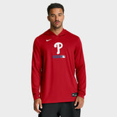 Red Philadelphia Phillies Nike Authentic Collection Dri-FIT Long Sleeve Hooded T-Shirt