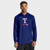 Royal Texas Rangers Nike Authentic Collection Dri-FIT Long Sleeve Hooded T-Shirt