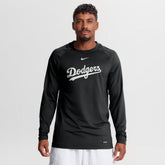 Black Los Angeles Dodgers Nike Authentic Collection Game Time Raglan Long Sleeve T-Shirt