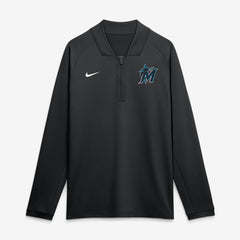 Black Miami Marlins Nike Authentic Collection Dri-FIT Raglan Half-Zip Pullover