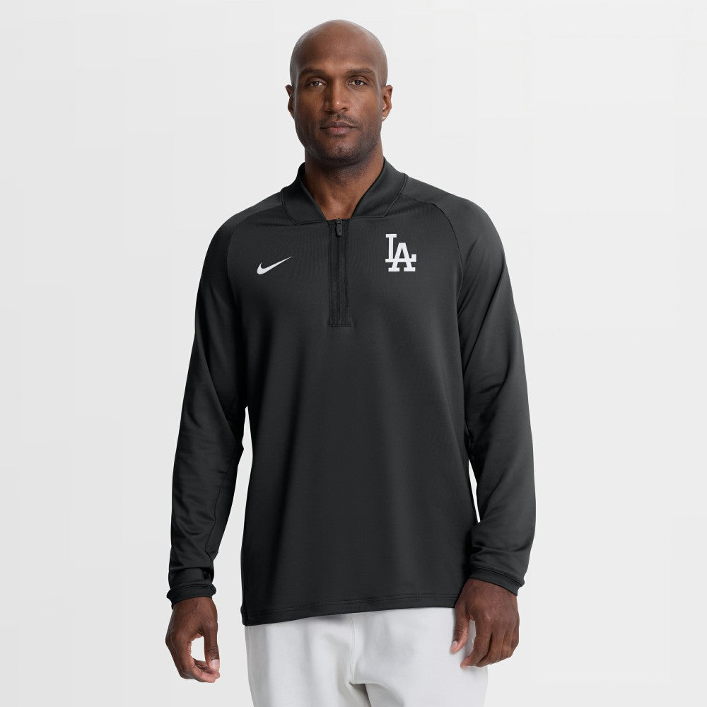 Black Los Angeles Dodgers Nike Authentic Collection Dri-FIT Raglan Half-Zip Pullover