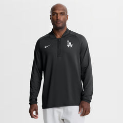 Black Los Angeles Dodgers Nike Authentic Collection Dri-FIT Raglan Half-Zip Pullover