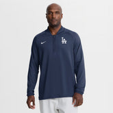 Navy Los Angeles Dodgers Nike Authentic Collection Dri-FIT Raglan Half-Zip Pullover
