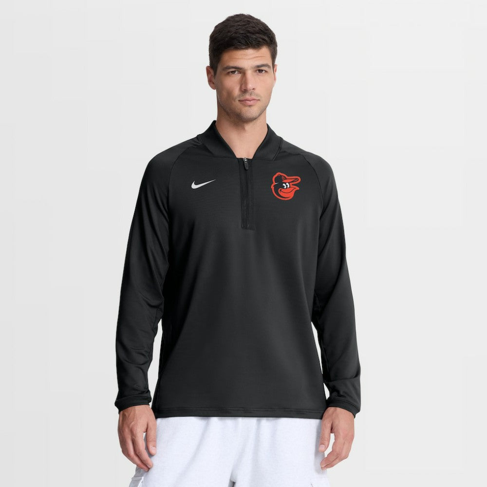 Black Baltimore Orioles Nike Authentic Collection Dri-FIT Raglan Half-Zip Pullover