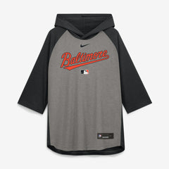 Gray Baltimore Orioles Nike Authentic Collection Flux Dri-FIT Raglan 3/4-Sleeve Hooded T-Shirt