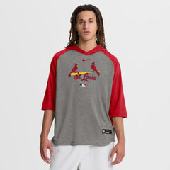 Gray St. Louis Cardinals Nike Authentic Collection Flux Dri-FIT Raglan 3/4-Sleeve Hooded T-Shirt