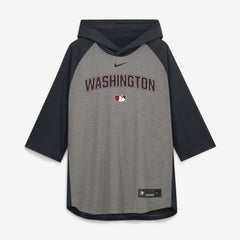 Gray Washington Nationals Nike Authentic Collection Flux Dri-FIT Raglan 3/4-Sleeve Hooded T-Shirt