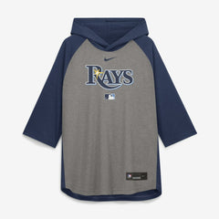 Gray Tampa Bay Rays Nike Authentic Collection Flux Dri-FIT Raglan 3/4-Sleeve Hooded T-Shirt