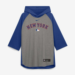 Gray New York Mets Nike Authentic Collection Flux Dri-FIT Raglan 3/4-Sleeve Hooded T-Shirt