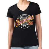 G-III 4Her by Carl Banks Women's Super-Slim Fit Lightweight Pinstripe Circle V-Neck T-Shirt - Washington Commanders T-shirts