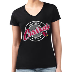 G-III 4Her by Carl Banks Women's Super-Slim Fit Lightweight Pinstripe Circle V-Neck T-Shirt - Arizona Cardinals T-shirts