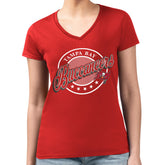 G-III 4Her by Carl Banks Women's Super-Slim Fit Lightweight Pinstripe Circle V-Neck T-Shirt - Tampa Bay Buccaneers T-shirts