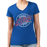 G-III 4Her by Carl Banks Women's Super-Slim Fit Lightweight Pinstripe Circle V-Neck T-Shirt - Buffalo Bills T-shirts