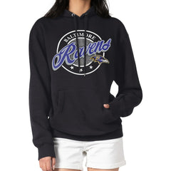 G-III 4Her by Carl Banks Women's Pinstripe Circle Fleece Pullover Hoodie - Baltimore Ravens Hoodies