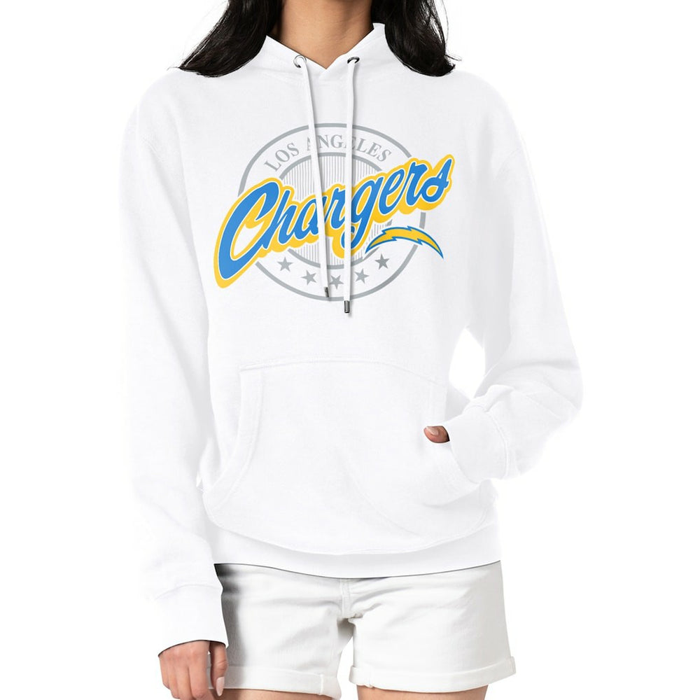 G-III 4Her by Carl Banks Women's Pinstripe Circle Fleece Pullover Hoodie - Los Angeles Chargers Hoodies