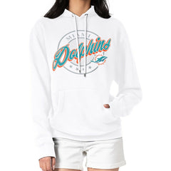 G-III 4Her by Carl Banks Women's Pinstripe Circle Fleece Pullover Hoodie - Miami Dolphins Hoodies