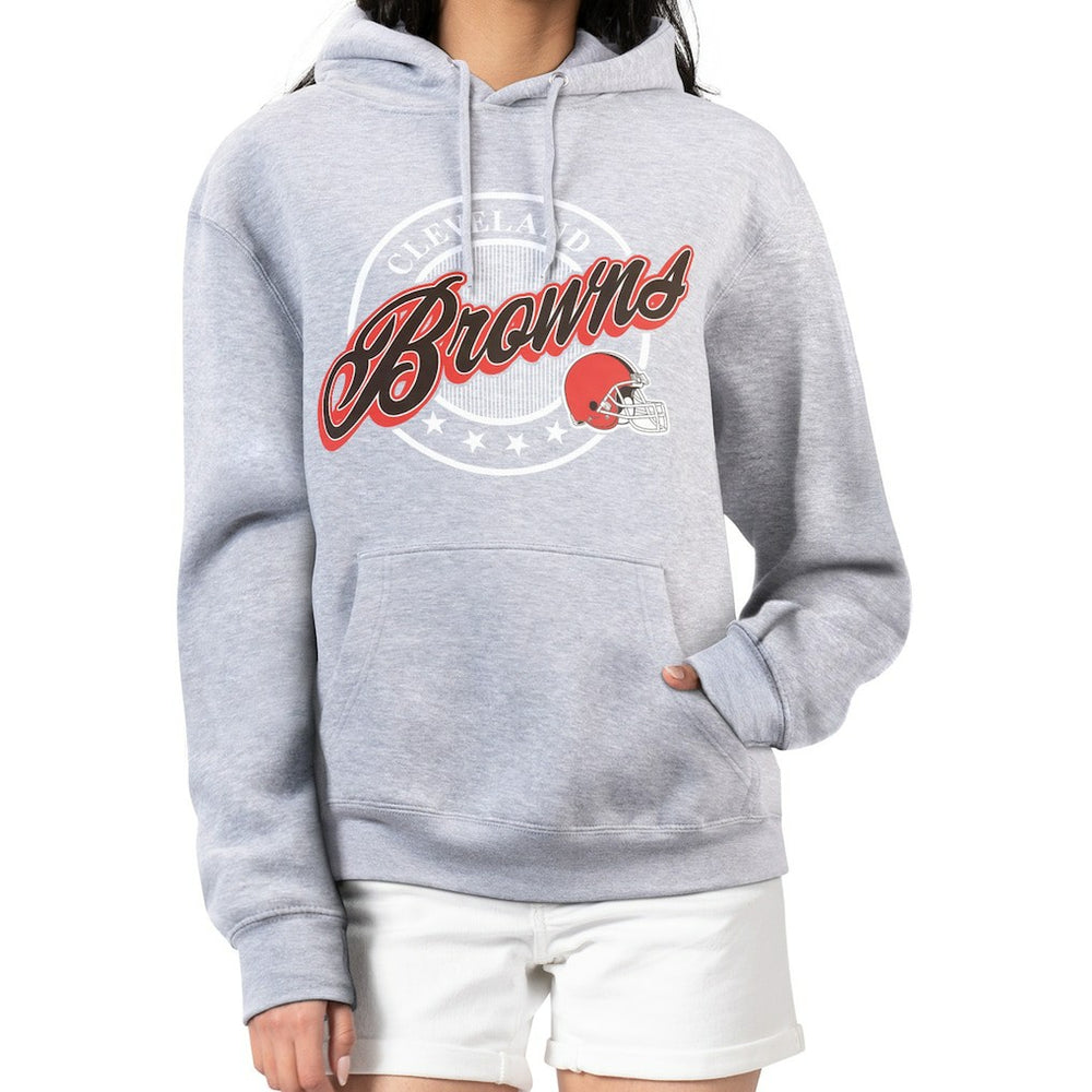 G-III 4Her by Carl Banks Women's Pinstripe Circle Fleece Pullover Hoodie - Cleveland Browns Hoodies