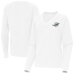 Antigua Women's Varsity Tri-Blend V-Neck Long Sleeve T-Shirt - Miami Dolphins T-shirts