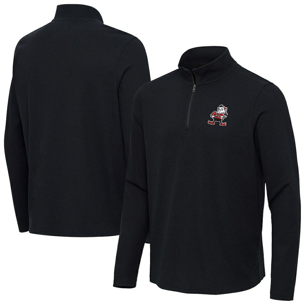 Antigua Throwback Sync Tri-Blend Quarter-Zip Pullover - Cleveland Browns Pullover