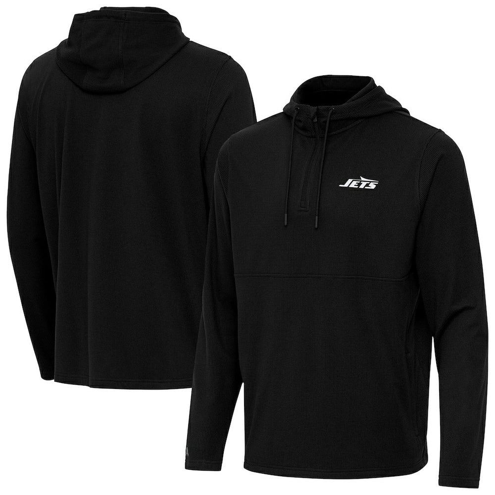 Antigua Connected Quarter-Zip Pullover Hoodie - New York Jets Hoodies