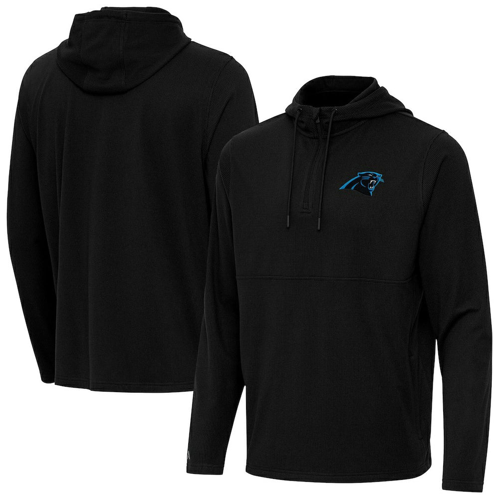 Antigua Connected Quarter-Zip Pullover Hoodie - Carolina Panthers Hoodies