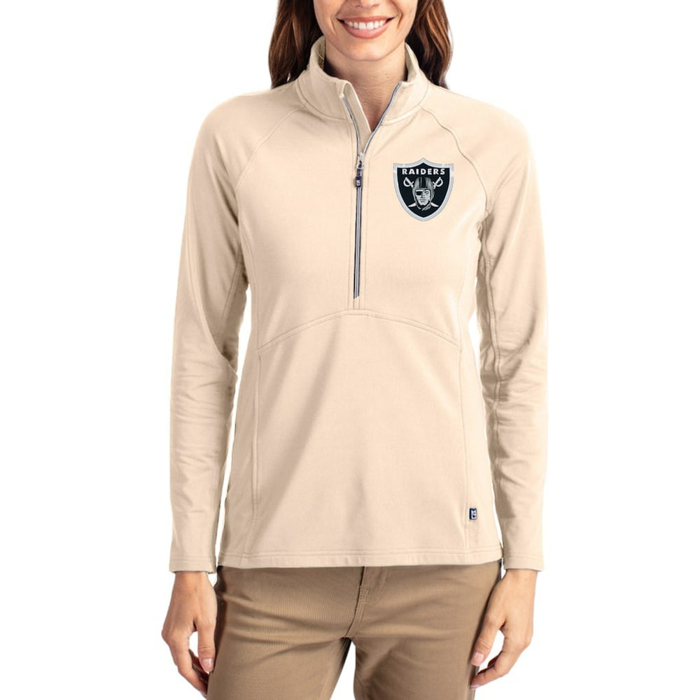 Cutter & Buck Women's Adapt Eco Knit Stretch Recycled Raglan Half-Zip Pullover - Las Vegas Raiders Pullover
