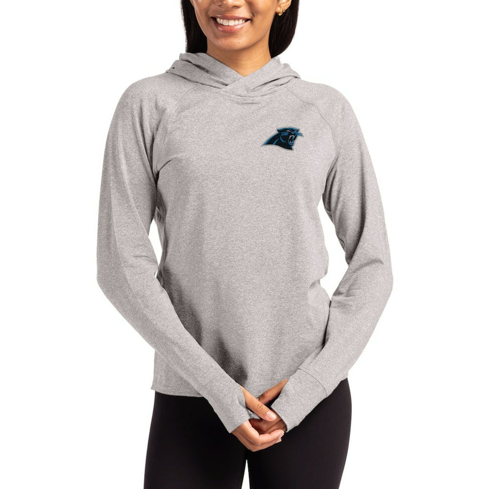 Cutter & Buck Women's Primary Logo Adapt Knit Recycled Raglan Pullover Hoodie - Carolina Panthers Hoodies