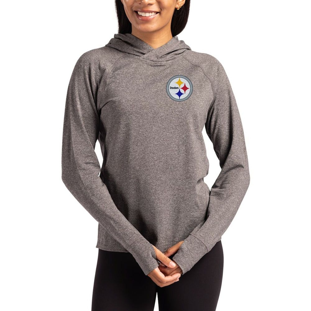 Cutter & Buck Women's Primary Logo Adapt Knit Recycled Raglan Pullover Hoodie - Pittsburgh Steelers Hoodies